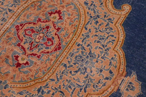 handmade Vintage Vintage Blue Pink Hand Knotted RECTANGLE 100% WOOL area rug 10' x 14'