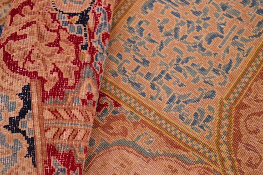 handmade Vintage Vintage Blue Pink Hand Knotted RECTANGLE 100% WOOL area rug 10X14