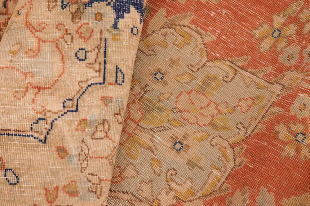 handmade Vintage Vintage Orange Blue Hand Knotted RECTANGLE 100% WOOL area rug 10X13