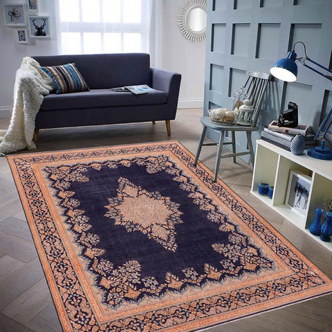 handmade Vintage Vintage Blue Brown Hand Knotted RECTANGLE 100% WOOL area rug 10X13