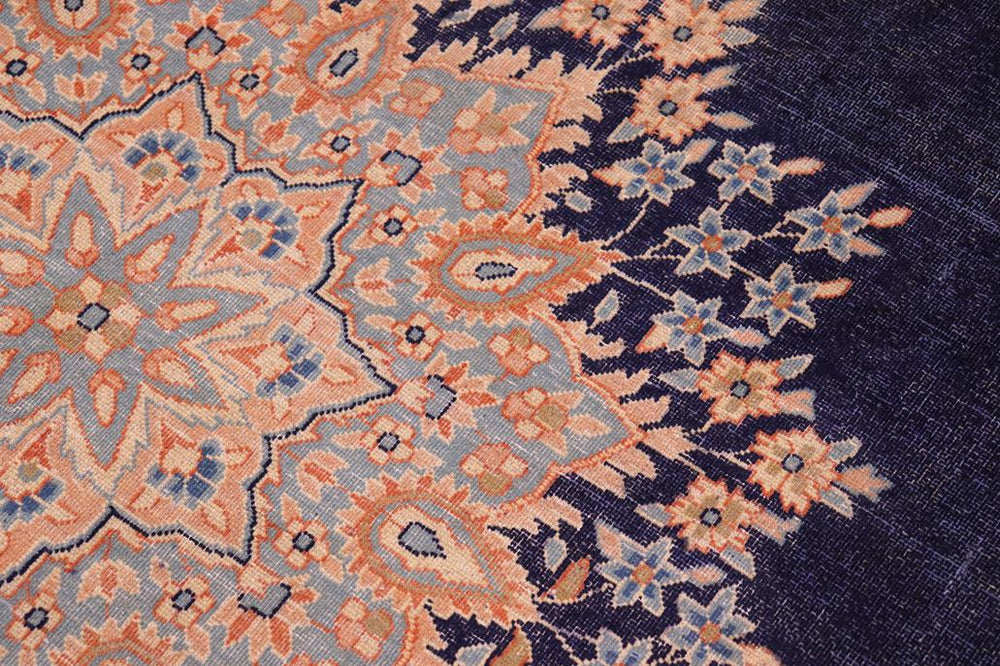handmade Vintage Vintage Blue Brown Hand Knotted RECTANGLE 100% WOOL area rug 10X13