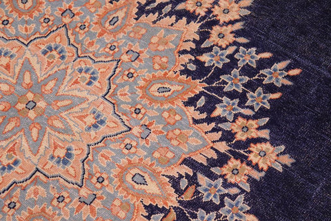 handmade Vintage Vintage Blue Brown Hand Knotted RECTANGLE 100% WOOL area rug 10X13