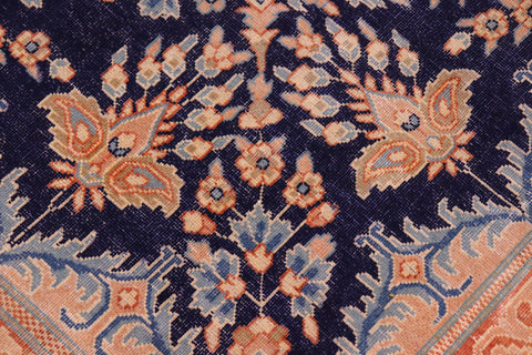 handmade Vintage Vintage Blue Brown Hand Knotted RECTANGLE 100% WOOL area rug 10' x 13'