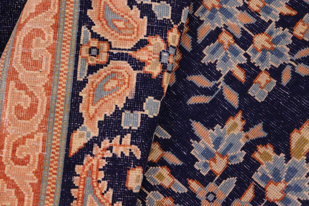 handmade Vintage Vintage Blue Brown Hand Knotted RECTANGLE 100% WOOL area rug 10X13