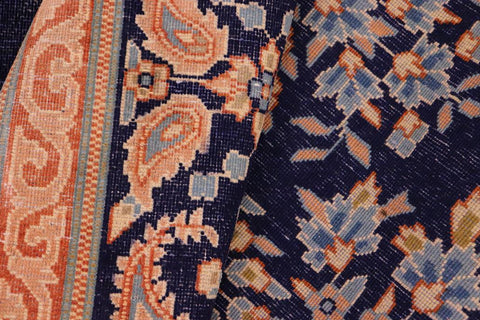 handmade Vintage Vintage Blue Brown Hand Knotted RECTANGLE 100% WOOL area rug 10X13