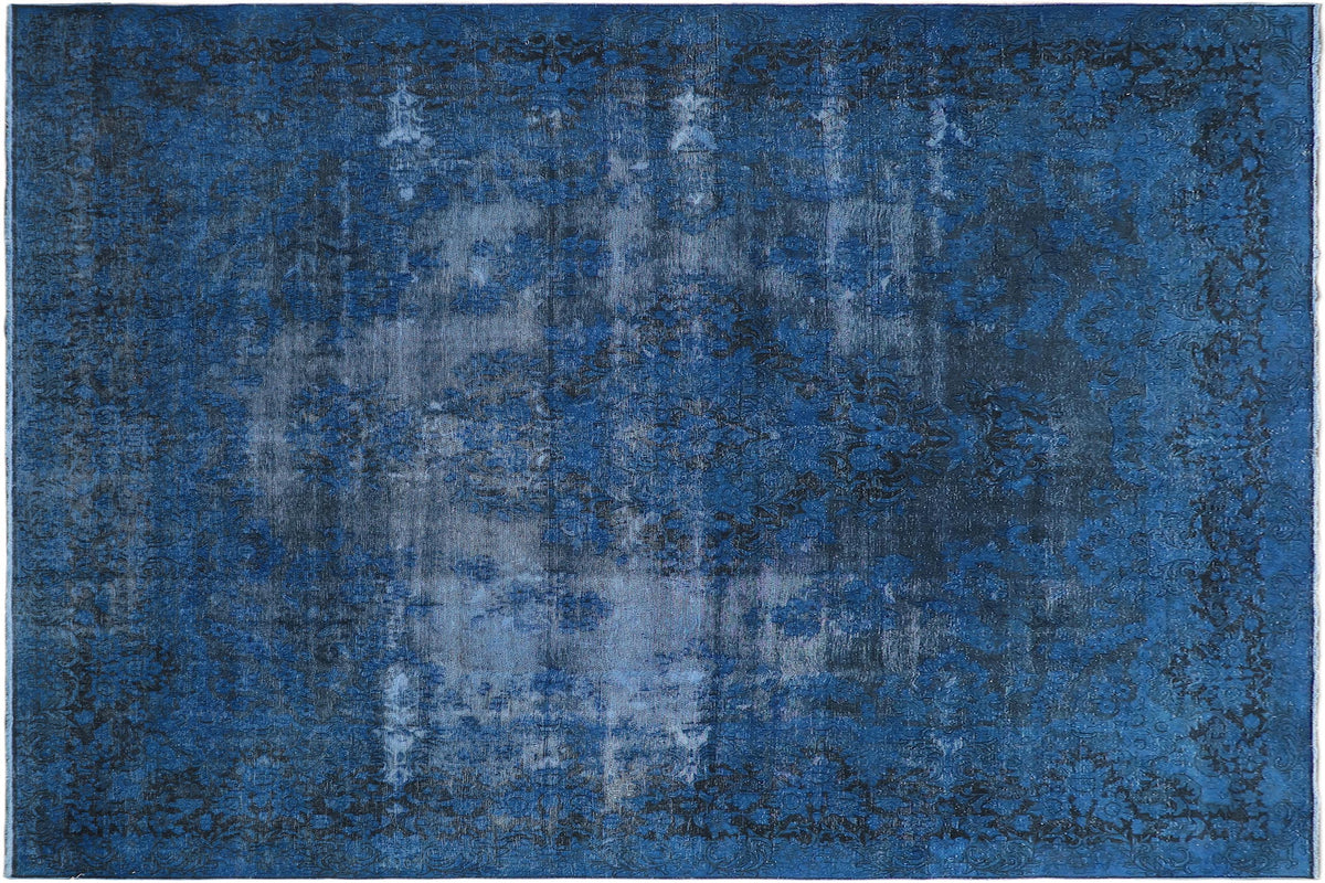 handmade Modern Vintage Blue Black Hand Knotted RECTANGLE 100% WOOL area rug 10' x 13'