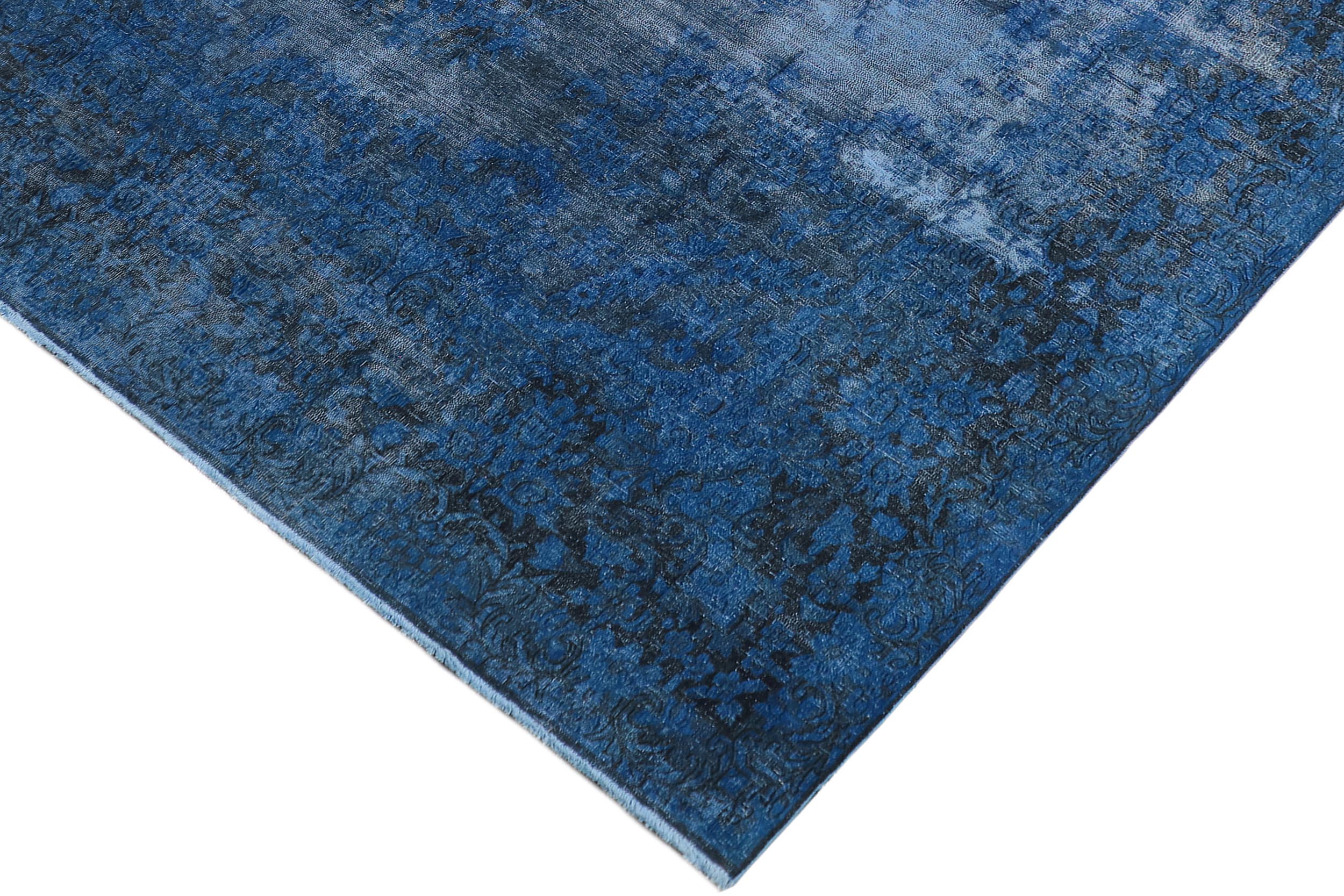 handmade Modern Vintage Blue Black Hand Knotted RECTANGLE 100% WOOL area rug 10' x 13'