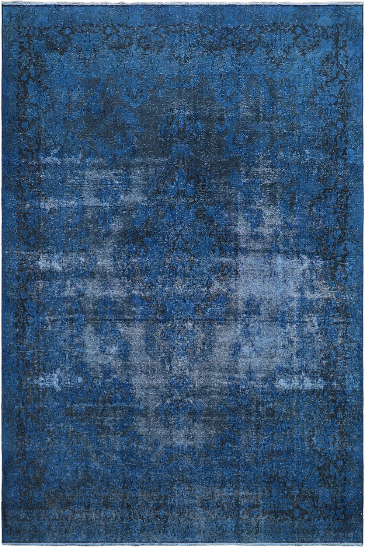 Vintage Distressed Persian Soriano Blue/Black Wool Rug - 9'9''X13'3''