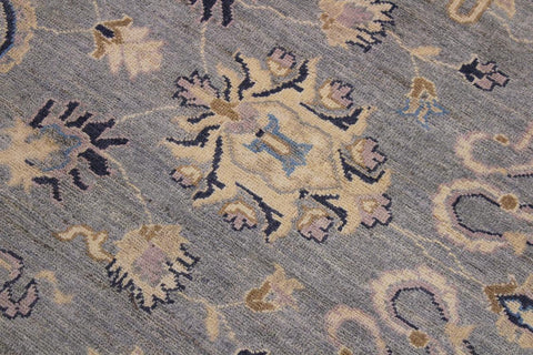 handmade Transitional Kafkaz Grey Ivory Hand Knotted RECTANGLE 100% WOOL area rug 10' x 14'