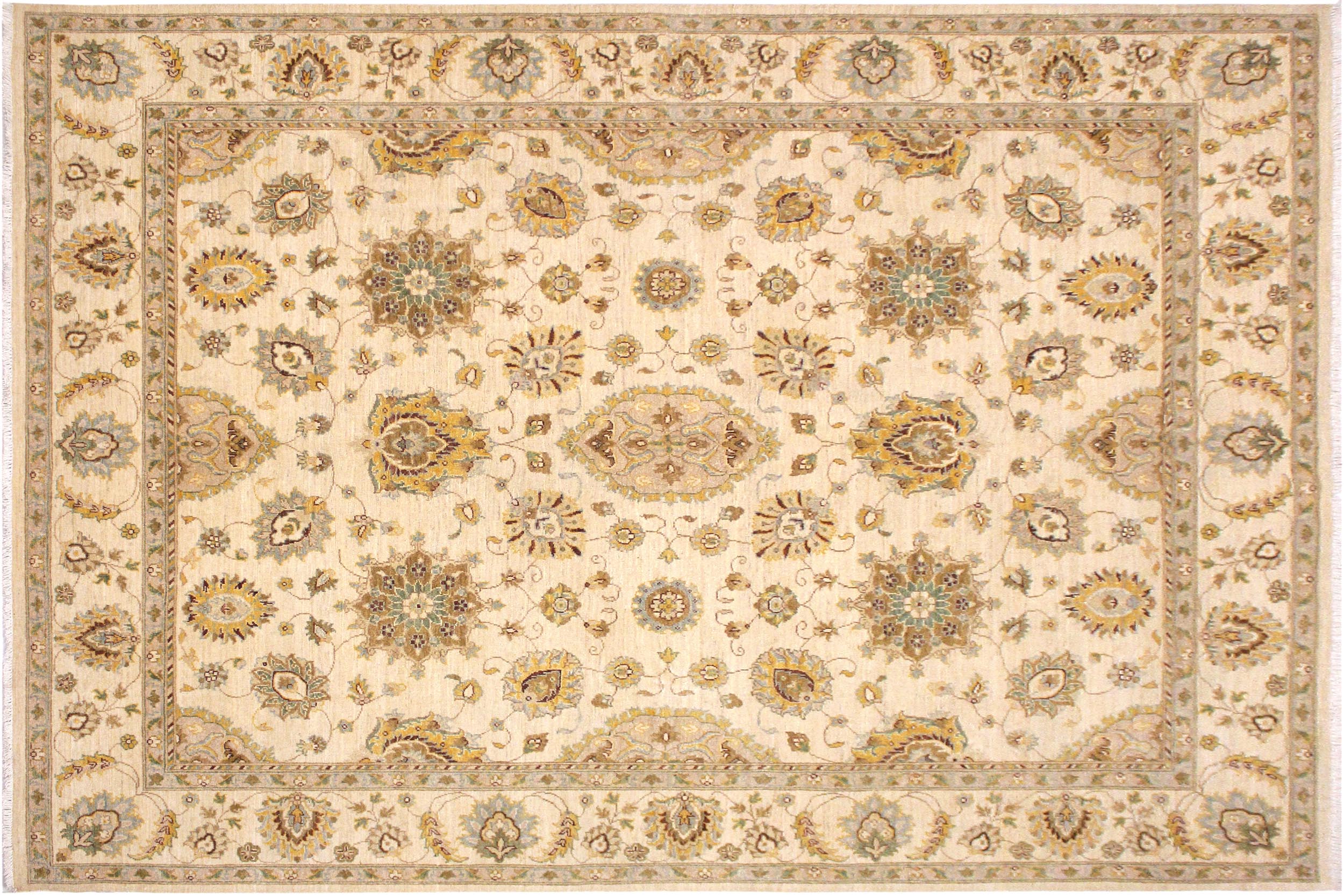 handmade Traditional Kafkaz Beige Beige Hand Knotted RECTANGLE 100% WOOL area rug 8x10