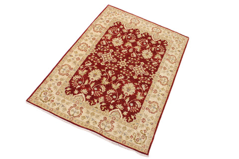 handmade Traditional Kafkaz Red Ivory Hand Knotted RECTANGLE 100% WOOL area rug 4x6