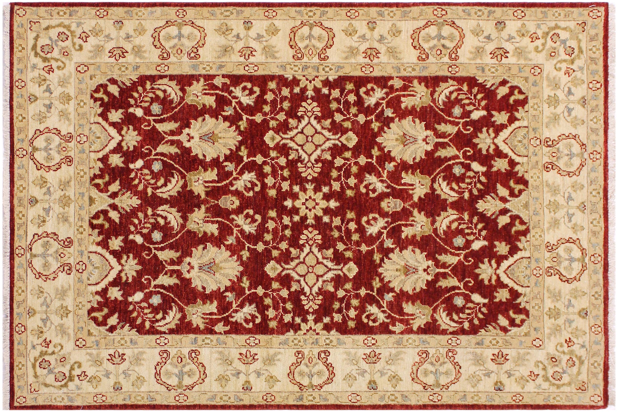 handmade Traditional Kafkaz Red Ivory Hand Knotted RECTANGLE 100% WOOL area rug 4x6