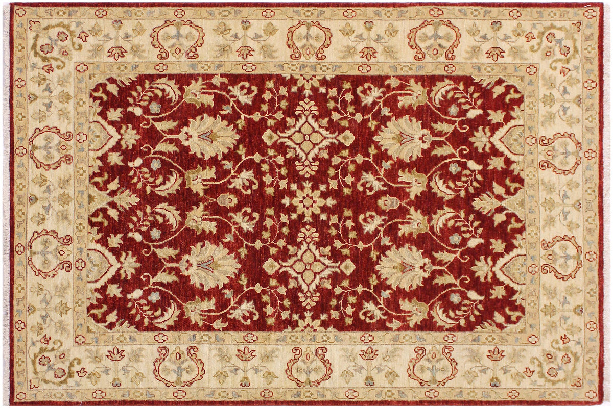 handmade Traditional Kafkaz Red Ivory Hand Knotted RECTANGLE 100% WOOL area rug 4x6