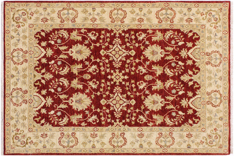handmade Traditional Kafkaz Red Ivory Hand Knotted RECTANGLE 100% WOOL area rug 4x6