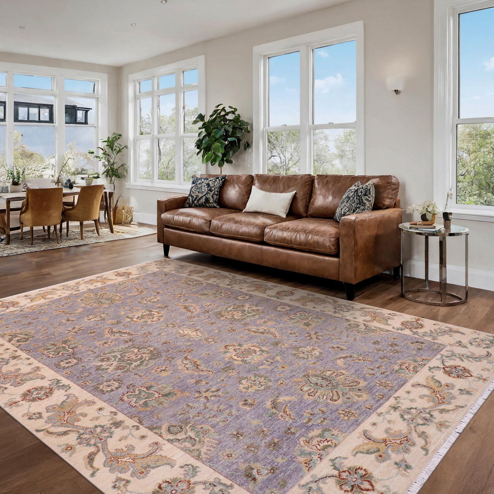 handmade Traditional Kafkaz Grey Ivory Hand Knotted RECTANGLE 100% WOOL area rug 6x8