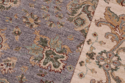 handmade Traditional Kafkaz Grey Ivory Hand Knotted RECTANGLE 100% WOOL area rug 6x8