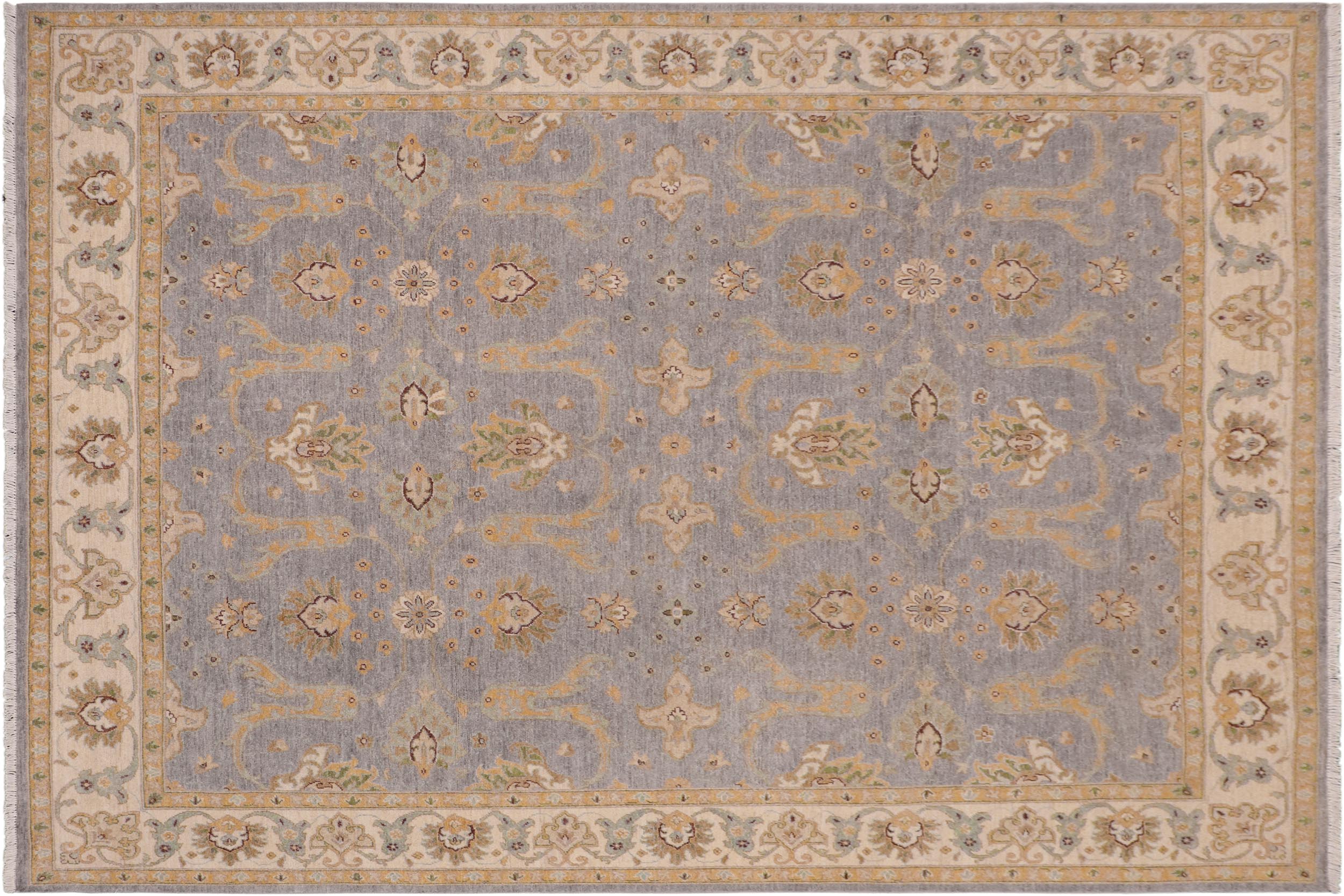 handmade Transitional Kafkaz Lt. Gray Ivory Hand Knotted RECTANGLE 100% WOOL area rug 8' x 10'