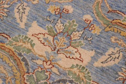 handmade Modern Kafkaz Blue Gold Hand Knotted RECTANGLE 100% WOOL area rug 9' x 12'