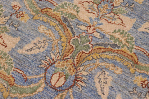 handmade Modern Kafkaz Blue Gold Hand Knotted RECTANGLE 100% WOOL area rug 9' x 12'