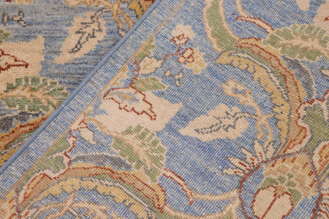 handmade Modern Kafkaz Blue Gold Hand Knotted RECTANGLE 100% WOOL area rug 9' x 12'