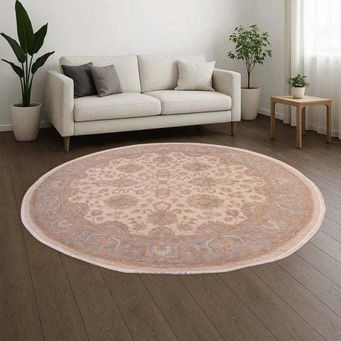 handmade Traditional Kafkaz Ivory Grey Hand Knotted ROUND 100% WOOL area rug 8' x 8'