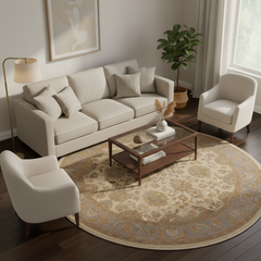 Ziegler Kafkaz Spearman Ivory/Grey Round Rug -7'11 x 8'1
