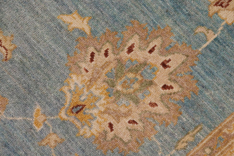 handmade Traditional Kafkaz Blue Beige Hand Knotted RECTANGLE 100% WOOL area rug 9x12