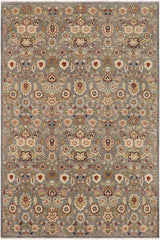 handmade Transitional Kafkaz Gray Brown Hand Knotted RECTANGLE 100% WOOL area rug 9X11