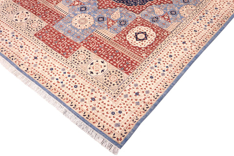 handmade Geometric Mamluk Ivory Rust Hand Knotted RECTANGLE 100% WOOL area rug 9 x 12