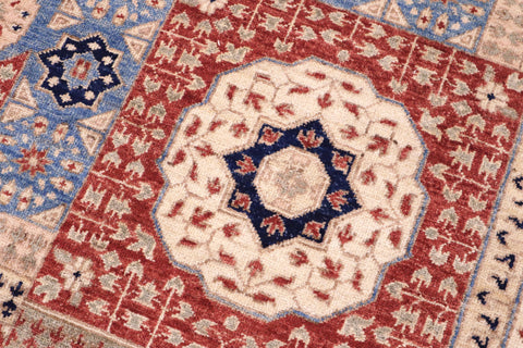 handmade Geometric Mamluk Ivory Rust Hand Knotted RECTANGLE 100% WOOL area rug 9 x 12
