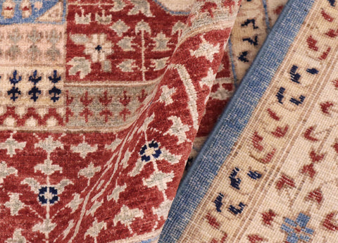 handmade Geometric Mamluk Ivory Rust Hand Knotted RECTANGLE 100% WOOL area rug 9 x 12