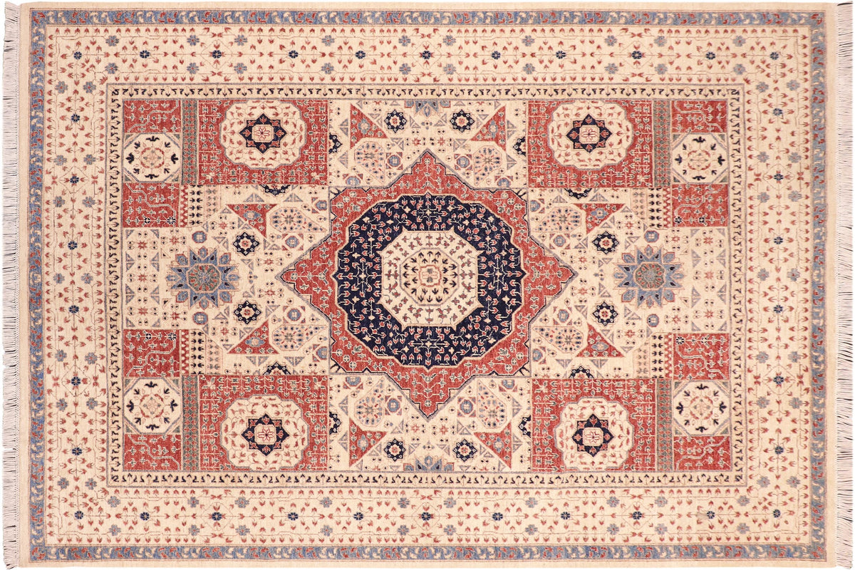 handmade Geometric Mamluk Beige Rust Hand Knotted RECTANGLE 100% WOOL area rug 8 x 10