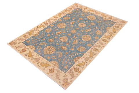 handmade Traditional Kafkaz Blue Ivory Hand Knotted RECTANGLE 100% WOOL area rug 9x12