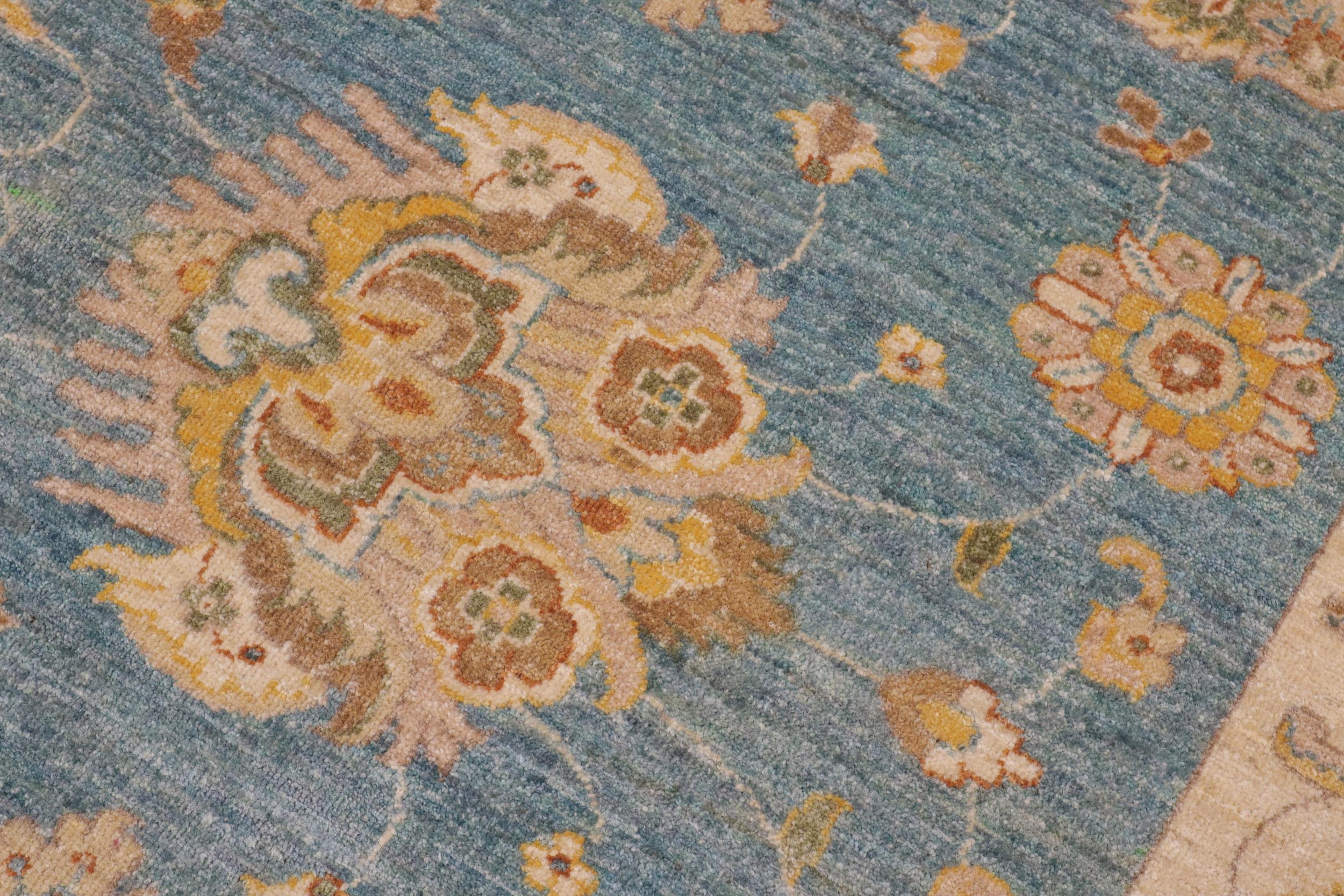 handmade Traditional Kafkaz Blue Ivory Hand Knotted RECTANGLE 100% WOOL area rug 9x12