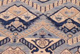 handmade Modern Kafkaz Blue Beige Hand Knotted RECTANGLE 100% WOOL area rug 6 x 9