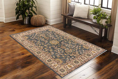 handmade Traditional Kafkaz Green Beige Hand Knotted RECTANGLE 100% WOOL area rug 4X6