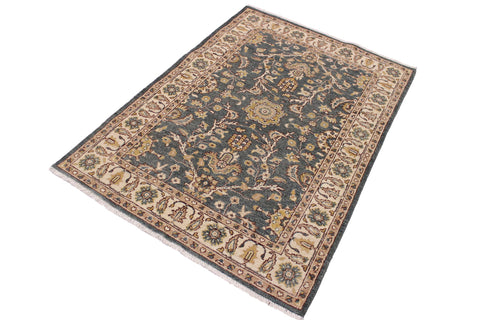 handmade Traditional Kafkaz Green Beige Hand Knotted RECTANGLE 100% WOOL area rug 4x6