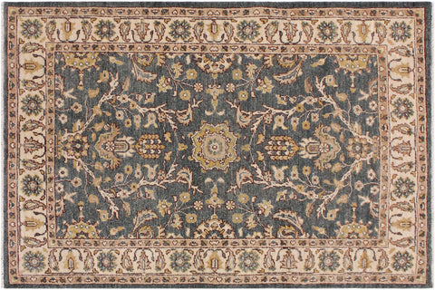 handmade Traditional Kafkaz Green Beige Hand Knotted RECTANGLE 100% WOOL area rug 4x6