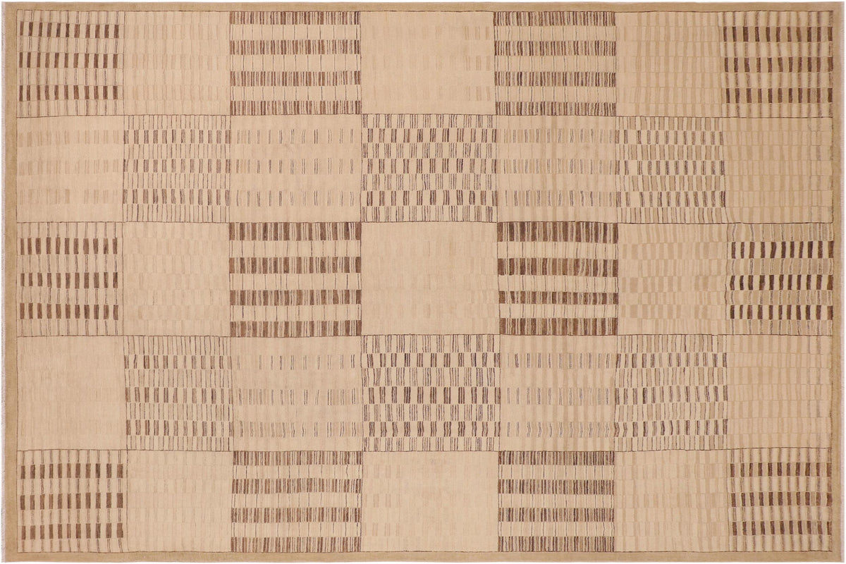 handmade Modern Gabbeh Beige Brown Hand Knotted RECTANGLE 100% WOOL area rug 10' x 14'