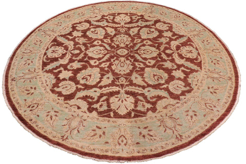 handmade Traditional Kafkaz Brown Lt. Green Hand Knotted ROUND 100% WOOL area rug 8' x 8'