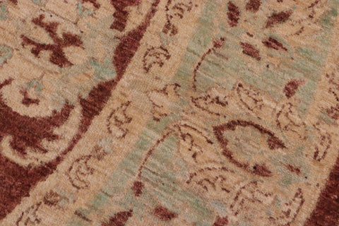 handmade Traditional Kafkaz Brown Lt. Green Hand Knotted ROUND 100% WOOL area rug 8' x 8'