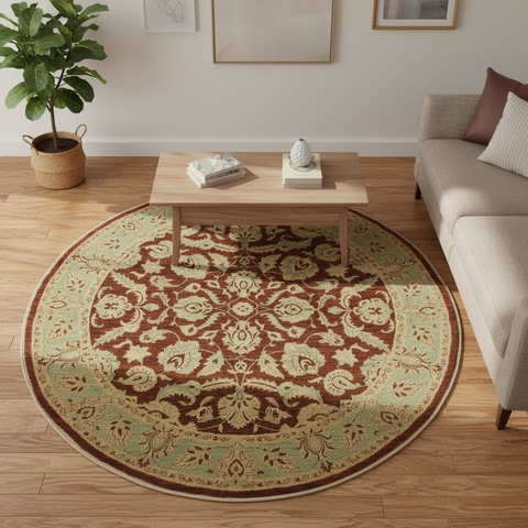 Ziegler Kafkaz Springer Brown/Green Round Rug -7'10X8'0
