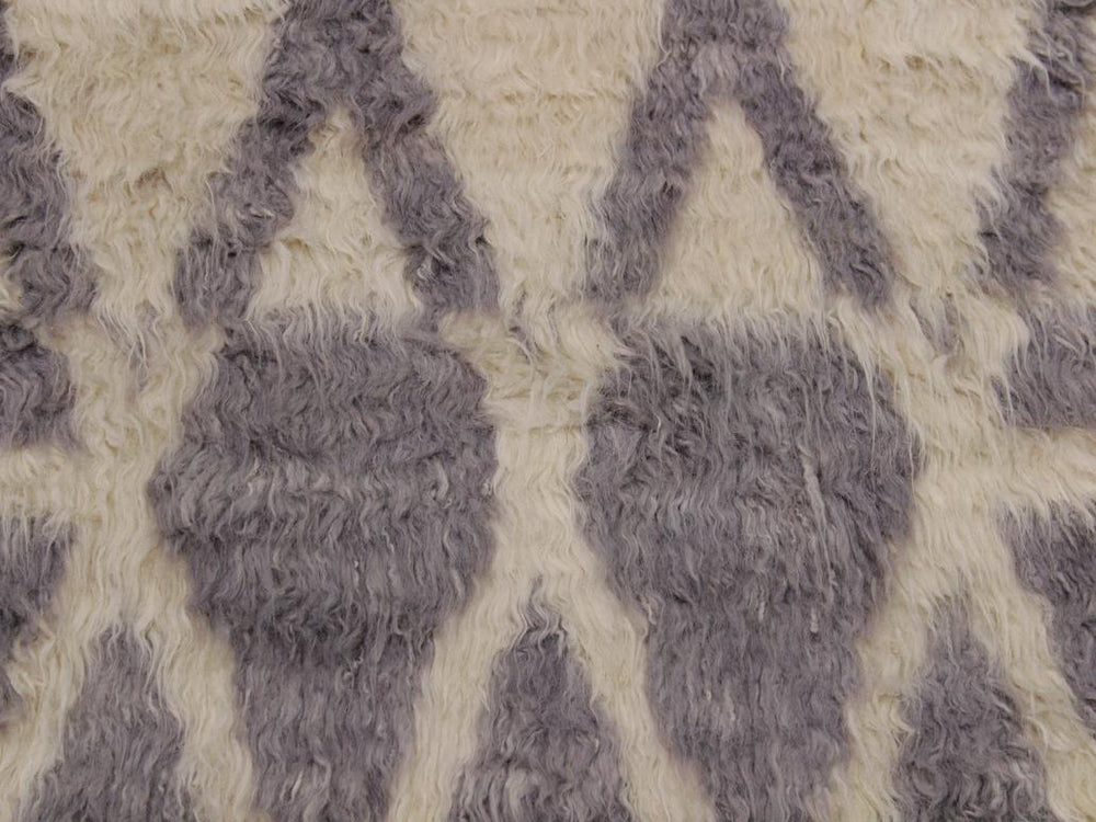 handmade Modern Moroccan Ivory Grey Hand Knotted RECTANGLE 100% WOOL area rug 4x6