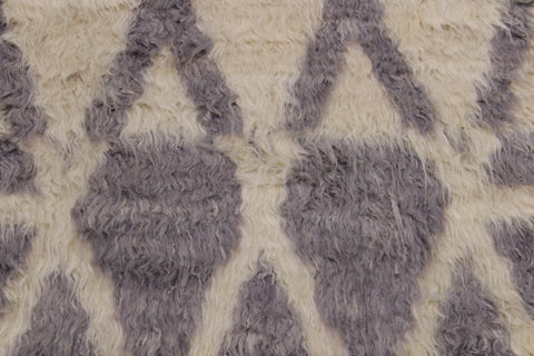handmade Geometric Moroccan Ivory Grey Hand Knotted RECTANGLE 100% WOOL area rug 4' x 6'
