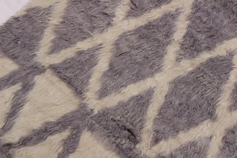 handmade Geometric Moroccan Ivory Grey Hand Knotted RECTANGLE 100% WOOL area rug 4' x 6'