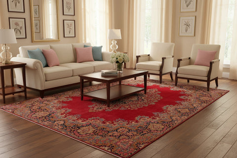 handmade Vintage Vintage Red Blue Hand Knotted RECTANGLE 100% WOOL area rug 10X13