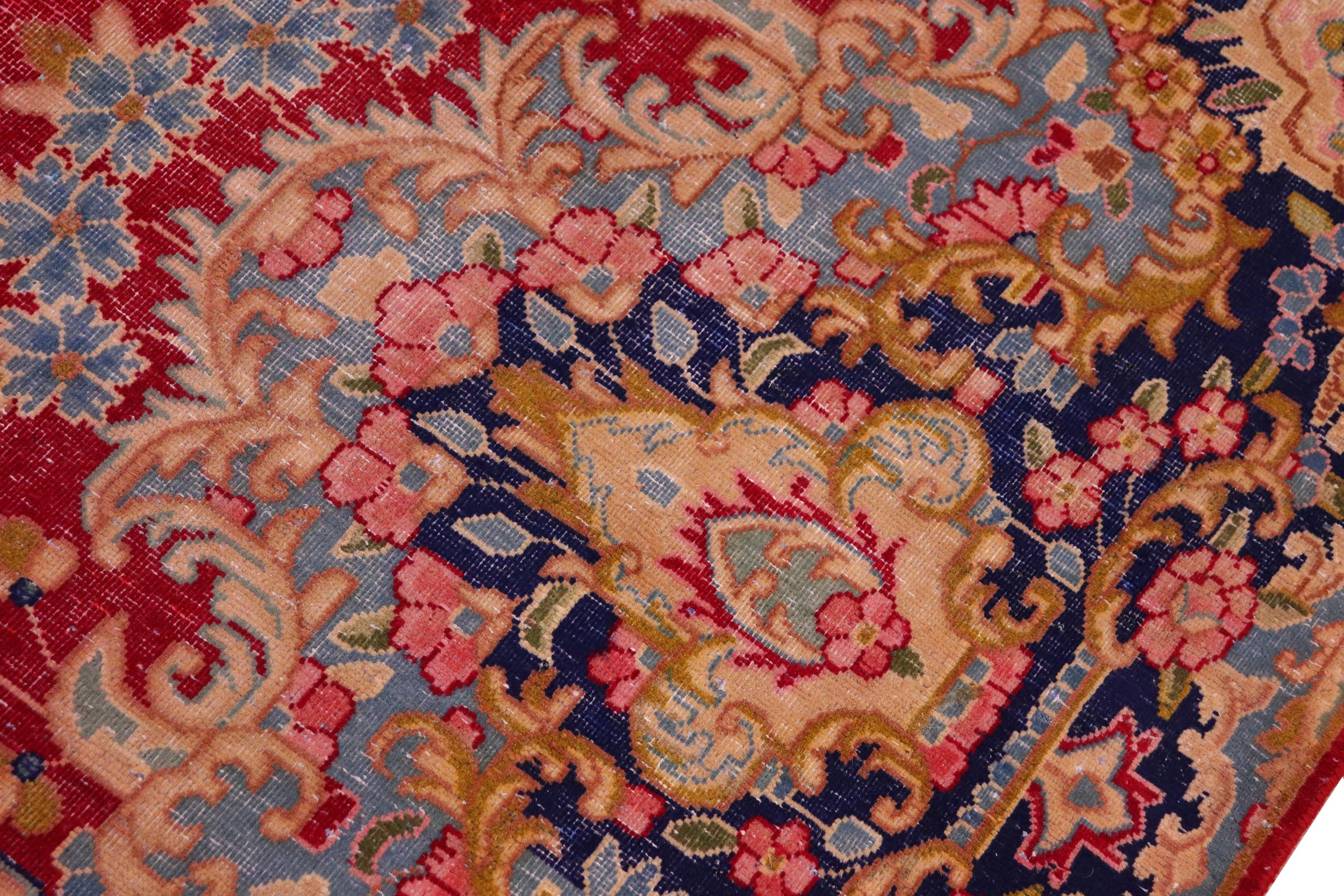 handmade Vintage Vintage Red Blue Hand Knotted RECTANGLE 100% WOOL area rug 10' x 13'