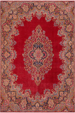 handmade Vintage Vintage Red Blue Hand Knotted RECTANGLE 100% WOOL area rug 10X13