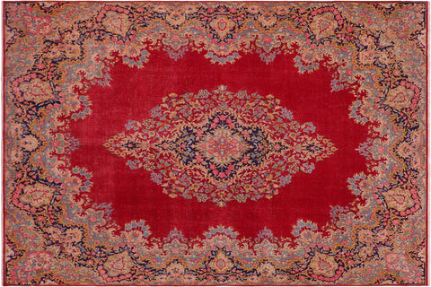 handmade Vintage Vintage Red Blue Hand Knotted RECTANGLE 100% WOOL area rug 10' x 13'