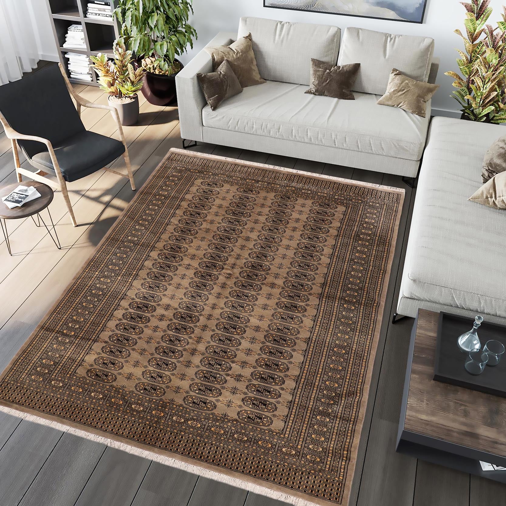 handmade Geometric Bokhara Grey Black Hand Knotted RECTANGLE 100% WOOL area rug 5X8